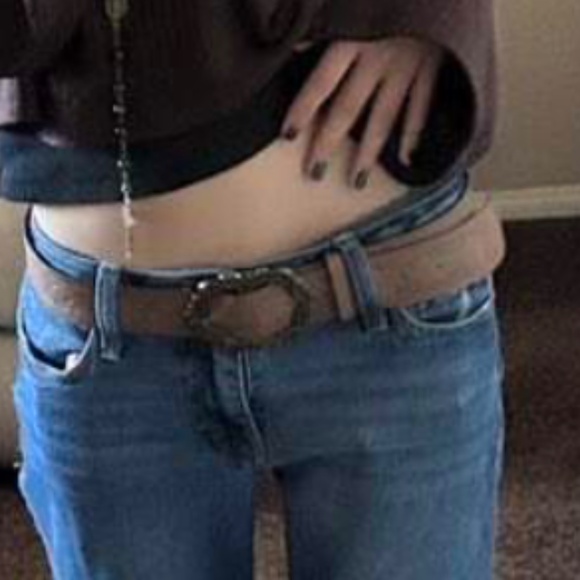 Luxe Vegan Leather Brown Vintage Style Belt - Picture 6 of 6